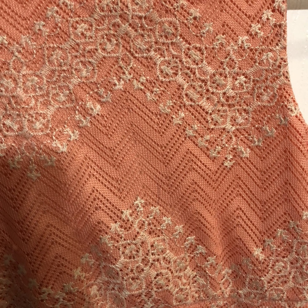 GB girls size medium dress coral crochet over liner